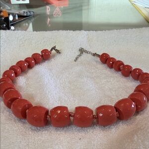 Source Unknown Vibrant Coral Beaded Necklace